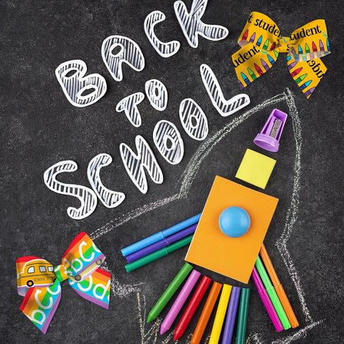 4PCS 1" Back to School Ribbons Pencil ABC School Theme Ribbons for Wrapping Gift 20 Yard, Kindergarten Decor Ribbon for Back to School Party Decor...