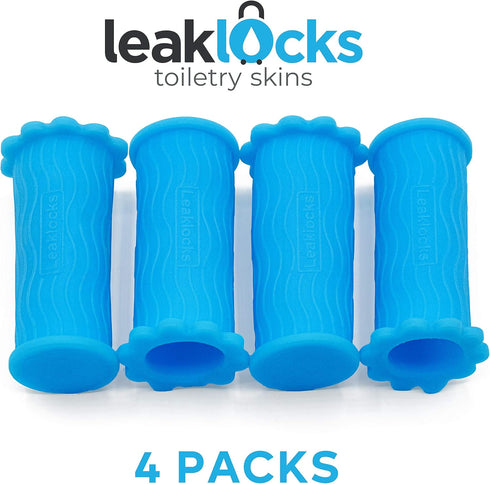 LeakLocks® Toiletry Skins™ Elastic Sleeve for Leak Proofing Travel Container in Luggage. For Standard and Travel Sized Toiletries. Reusable Access...