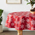 Violet Linen Decorative Christmas Snowflakes Design Red Tablecloths - 60" Round...
