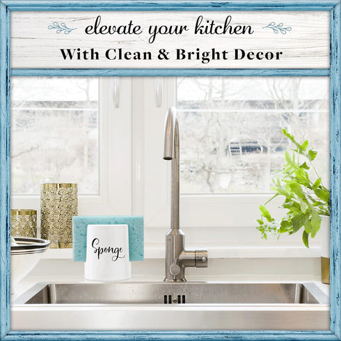 Home Acre Designs Sponge Holder for Kitchen Sink - Rustic Farmhouse Home & Kitchen Decor - White Ceramic...
