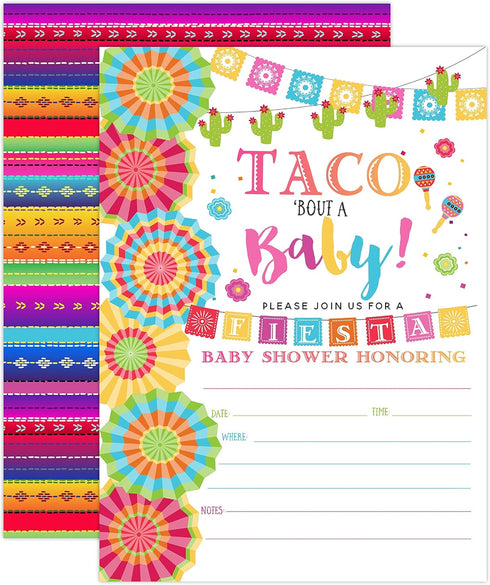Your Main Event Prints Fiesta Baby Shower Invitation - Taco Baby Shower - Fiesta Invitation - 20 Fill-in Invitations - Envelopes Not Included...