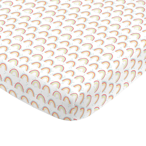 NoJo Super Soft Rainbow Nursery Mini Crib Fitted Sheet, Yellow, Orange, Aqua, White...