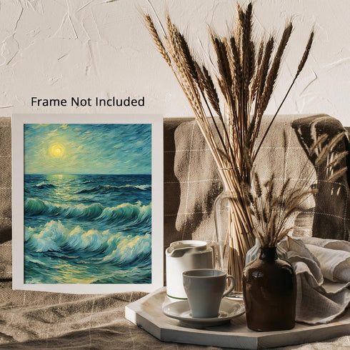Posterizer 1 pcs- sea and beach themed oil painting style print 6-Landscape & Nature Art-Floral Botanical Art- Decor for Home & Office- unframed w...