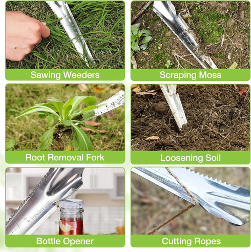 WORKPRO Hand Weeder Puller, 5-in-1 Stainless Steel Garden Trowel with Soft Handle, Gardening Weeding Tool for Easy Weeder Removal, Planting, Weedi...