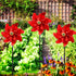 10PCS Red Pinwheels Outdoor Wind Spinners Garden Pinwheel Reflective Pin Wheel Windmills Sparkly Scare Birds Animal Away Spinner Christmas Yards G...
