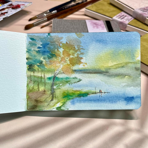 tumuarta Watercolor Sketchbook, 4x6”, 140 LB, 300 GSM, 100% Cotton Paper, Cold Press, 24 Sheets, 48 Pages, Watercolor Journal for Use As Travel No...