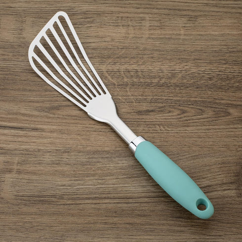 304 Stainless Steel Fish Spatula, Non-Slip Ergonomic Handle Slotted Spatula, Aqua Sky...