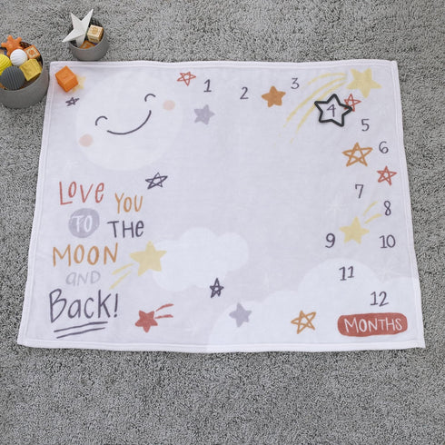 Little Love by NoJo Celestial Grey, Gold and Orange Love You to The Moon & Back Super Soft Photo Op Milestone Baby Blanket...