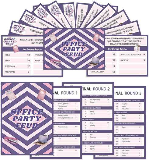Office Party Feud Game, Office Activity Games, Office Trivia Game Set, Games for Team Building, Office Party Game and Activity Supplies-OF02...