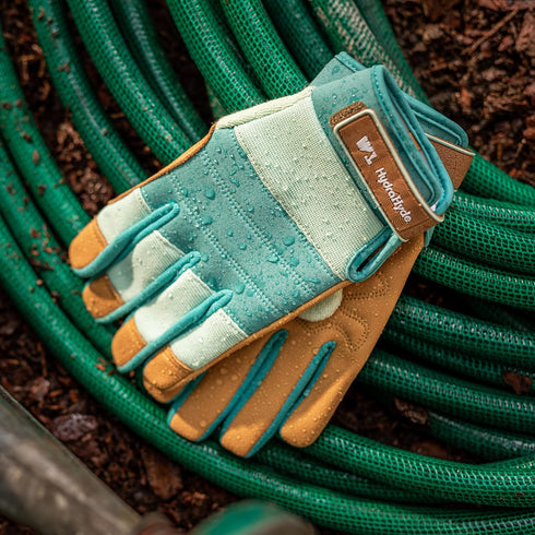 Wells Lamont Women's HydraHyde Water-Resistant Leather Palm Hybrid Work Gardening Gloves, Medium (Pack of 1) (3250M), Blue...