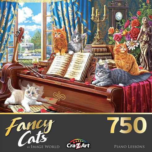 RoseArt - Fancy Cats - Piano Lessons - 750 Piece Jigsaw Puzzle for Adults...