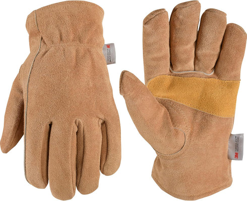 Wells Lamont Men's Insulated Split Cowhide Winter Leather Work Gloves, Extra Large (1080), Brown...