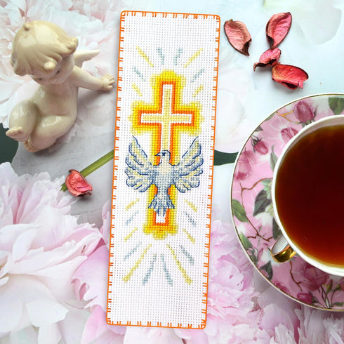 Povitrulya 'Holy Spirit' Counted Cross Stitch Bookmark Kit - DIY Embroidery Set for Adults with Paper Pattern, 16-Count Aida Canvas and Presorted ...