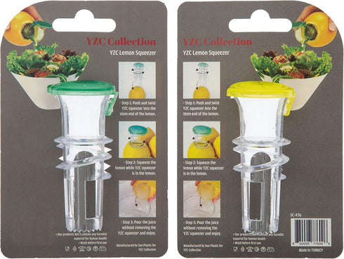 YZC Lemon Squeezer – 2-Pack Lemon-Juicer – BPA-Free Plastic Lime Juicer– Compact Juice Extractor Citrus Press with Lid – Squeeze Lime for Cocktail...