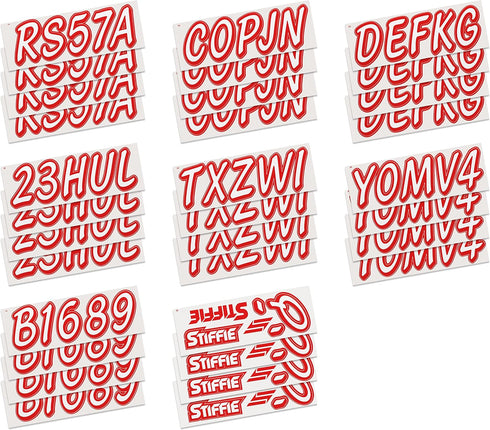 Whipline Solid White/Red 3" Alpha-Numeric Registration Identification Numbers Stickers Decals for Boats & Personal Watercraft...