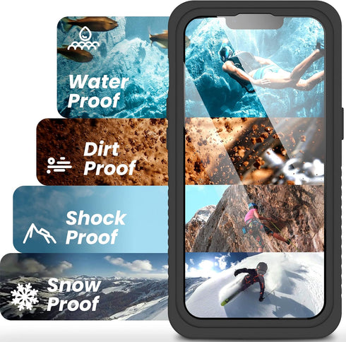 iPhone 13 Waterproof Case- IP68 Waterproof Full Body Double Layer Shockproof Built-in Screen Protector Outdoor Underwater Scratch Resistant Waterp...