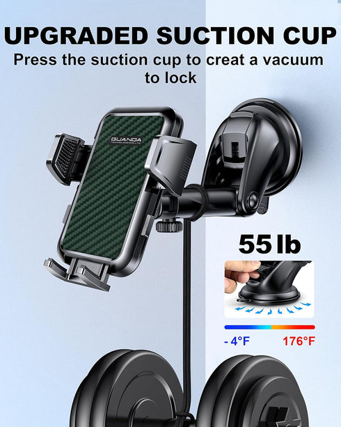 Suction Cup Car Phone Mount for Windshield/Dashboard, Hand Free Mobile Phone Holder for Car, Universal Cell Phone Holder Stand for iPhone 15 14 13...