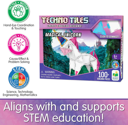 The Learning Journey Techno Tiles - Magical Unicorn | Construction Project with 100+ Building Pieces | STEM Projects for Kids Ages 5-10 | Engineer...