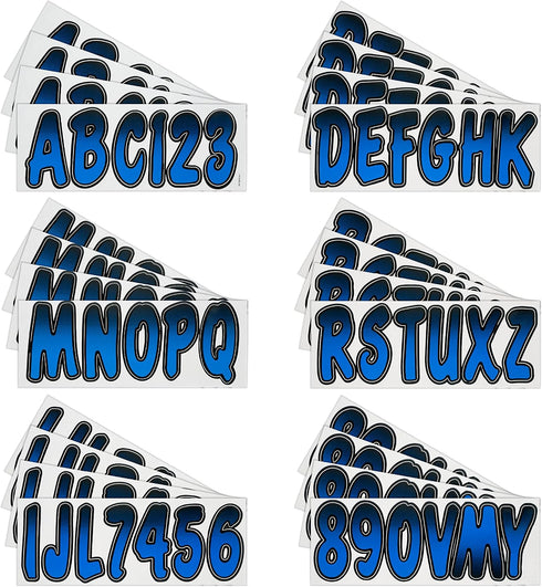 Hardline Products Series 200 Factory Matched 3-Inch Boat & PWC Registration Number Kit, Blue/Black - BLBKG200...