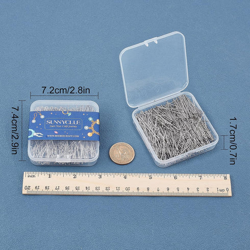 SUNNYCLUE 1 Box 600Pcs 8 Style 30mm 40mm 50mm Assorted Head Pins Stainless Steel Ball Pins Eye Pins for Jewelry Making Assorted 22 Gauge Open Eye ...