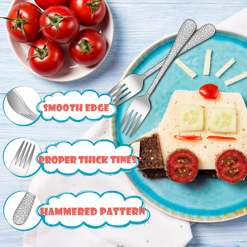 9-Piece Stainless Steel Kids Forks, HaWare Toddler Forks, Kids Silverware Preschooler Utensils, Baby Forks for Self Feeding, Mini Flatware Set for...