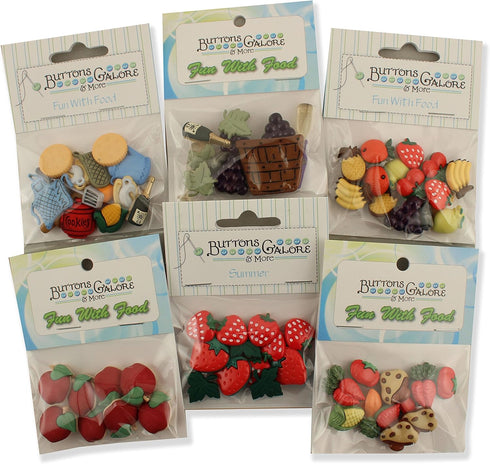 Buttons Galore Food Button Theme Packs-Set of 6...