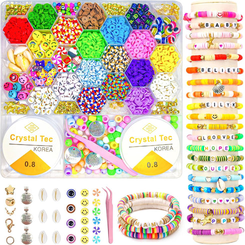 Momo's Den Clay Beads Bracelet Making Kit | Bracelet Making Kit for Girls | Clay Beads Kit | Friendship Bracelet Making Kit Best Gifts for Birthda...