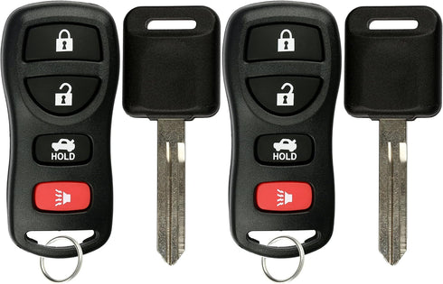KeylessOption Keyless Entry Remote Fob Uncut Blank Car Ignition Key for Nissan Infiniti KBRASTU15 (Pack of 2)...