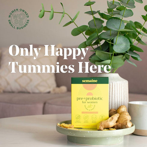 Semaine Super Powered Prebiotic + Probiotic for Women, Effective 3-in-1 Multi-Action Formula to Nourish Gut Health, Soothe IBS, Support Bloat Reli...