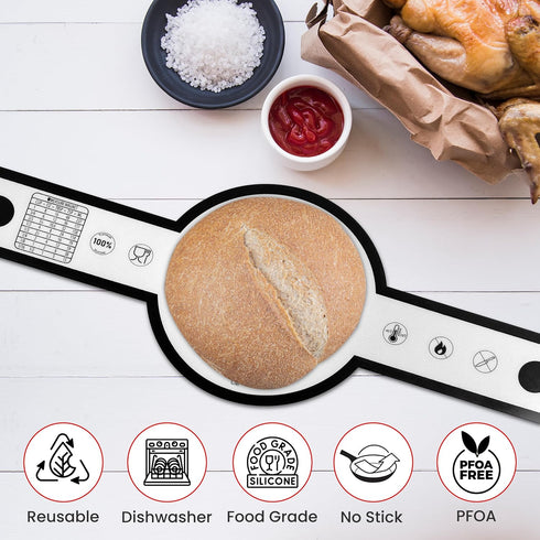 Non-Stick Silicone Bread Sling Oven Liners - Set of 2, Reusable and Easy to Clean, Includes Long Handles for Conveniently Transferring Sourdough B...