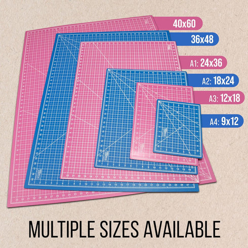 U.S. Art Supply 9" x 12" Self-Healing Cutting Mat 5-Ply - Double-Sided Pink/Blue Craft Mat, Non-Slip Cutting Mats for Crafts, Sewing, Quilting, Sc...