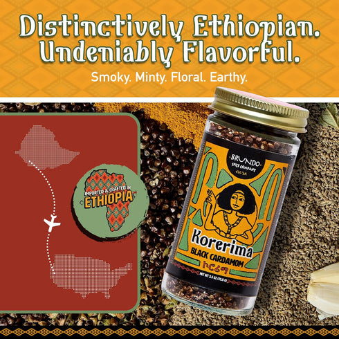Brundo Spice Company Ethiopian Korerima | Authentic Ethiopian Black Cardamom | Hand-Picked & Naturally Processed | Harvested & Imported from Ethio...