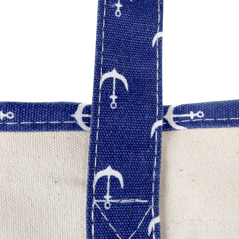 DALIX 22" Shopping Tote Bag Heavy Cotton Canvas (Zippered) Navy Blue Anchor...