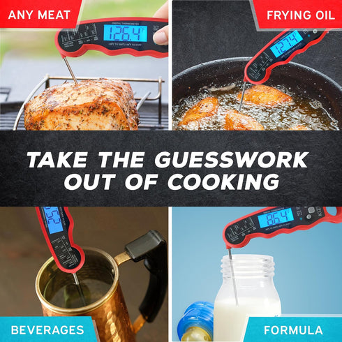 KIZEN Instant Read Meat Thermometer Digital - Food Thermometer for Cooking, Grill, Oven, BBQ - Waterproof and Backlit Display...