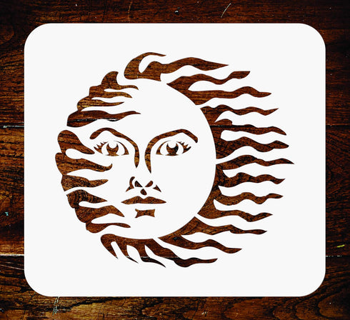 Vintage Sun Stencil, 14 x 12 inch (L) - Celestial Art Nouveau Deco Wall Stencils for Painting Template...