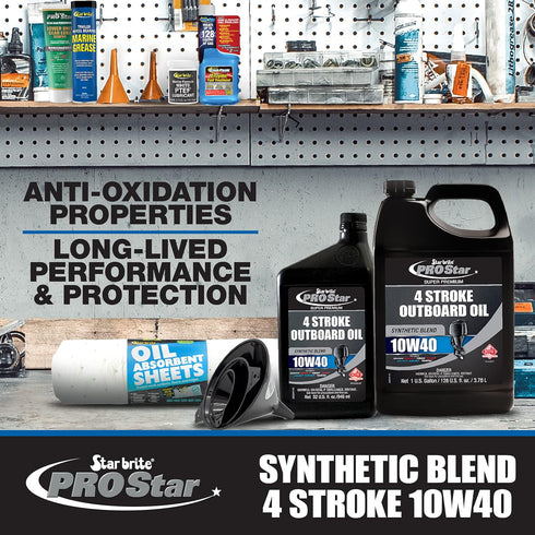STAR BRITE Super Premium 4 Stroke Marine Oil - 10W-40 Synthetic Blend Engine Oil for Outboards, Gasoline Inboards & Stern Drives - NMMA FC-W Certi...