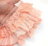 PEPPERLONELY 1 Yard Peach Color Fabric 3-layer Pleated Lace Edge Trim Gathered Mesh Chiffon Ribbon...
