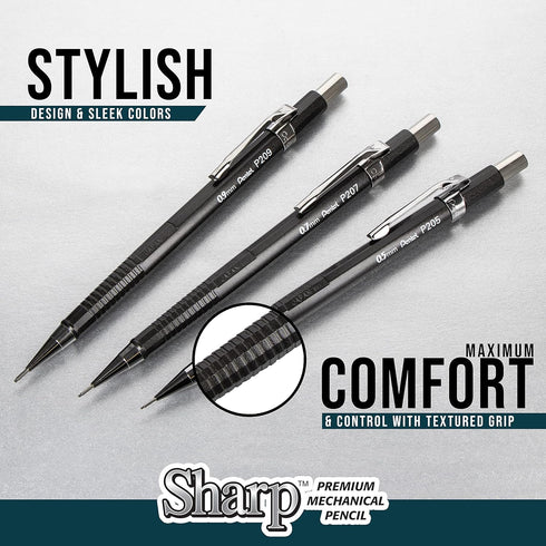 Pentel Sharp Mechanical Pencil (0.7mm), Black & Blue Barrel, 5 pack (P2057BP5AC)...
