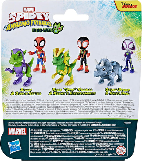 Spidey and his Amazing Friends Marvel Dino-Webs, Miles Spin Morales & Marvel's Electrosaurus Action Figures, Super Hero Toys for Kids Ages 3 and U...