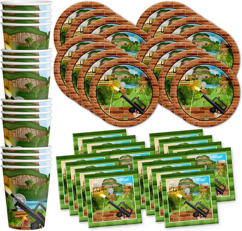 Fort nite Party Supplies - Battle Gamer Birthday - Fortnight Video Game Party Decorations | Disposable Tableware Set Includes Plates Napkins Cups ...