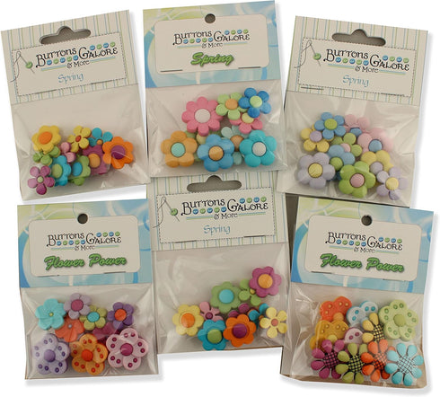 Buttons Galore Flower Power Button Theme Packs-Set of 6...