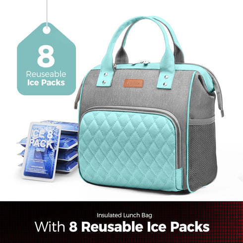 Women's Insulated Lunch Bag, Green, 10Lx6.6Wx9.5H in...