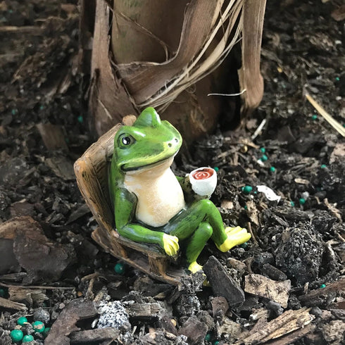 Miniature Frog Garden Statue - 2" Tall - Mini Outdoor Accessory Figurine for Fairy Garden...