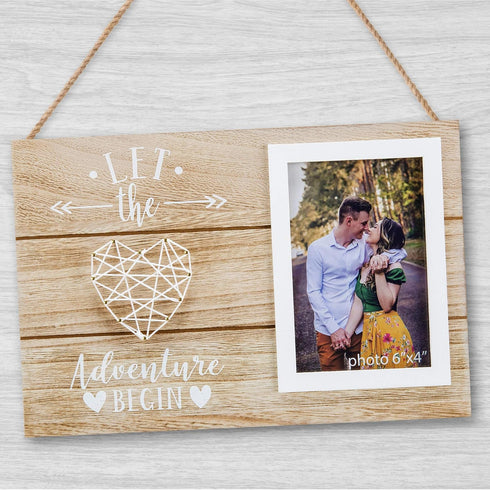 Engagement Wedding Gifts for Engaged Couples - Boyfriend, Girlfriend, Husband, Wife, or Fiance Romantic Love Picture Frame Gift - Let The Adventur...