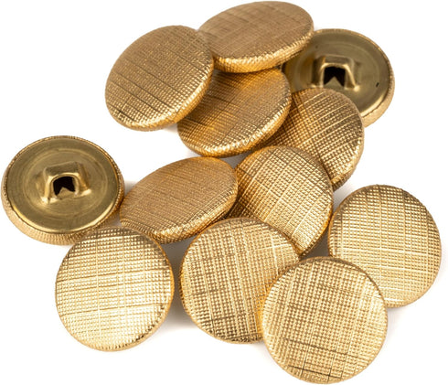 Mibo 12pcs Metal Shank Buttons 24L(15mm) with Crosshatch Weave Style Texture - Matte Gold...