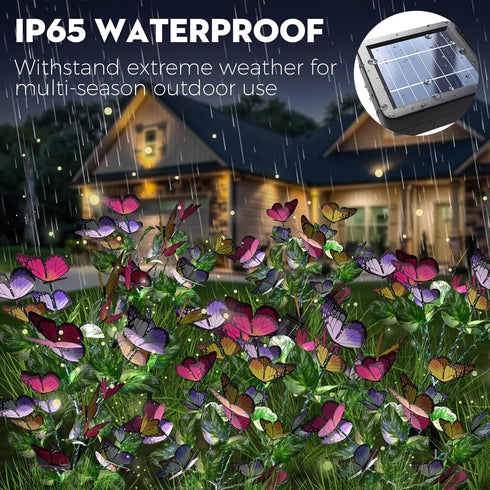 Solar Garden Lights - Solar Outdoor Lights Butterfly Design 82 LED Firefly Lights, Solar Stake Lights Waterproof IP65 & Auto ON/Off, Outdoor Decor...