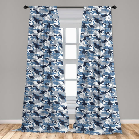 Ambesonne Camouflage Window Curtains, Illustration Abstract Soft Colors Pattern Surreal Shapes Design Art, Lightweight Decor 2-Panel Set with Rod ...
