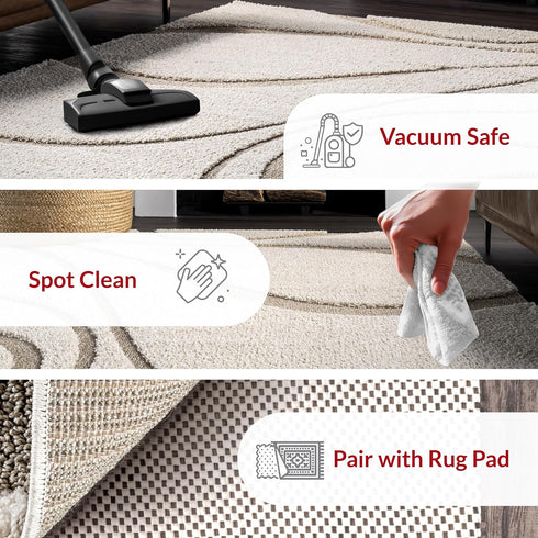 nuLOOM Carolyn Modern Shag Area Rug - 2x3 Accent Shag Rug Transitional Cream/Blue Rugs for Living Room Bedroom Dining Room Nursery Entryway...