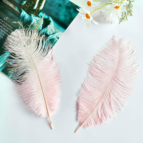 Piokio 20 pcs Natural Light Pink Ostrich Feathers 12-14 inch(30-35 cm) Bulk for Wedding Party Centerpieces and DIY Clothes Decoration, Gatsby Deco...