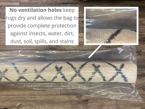 Rug Storage Bag and Zip Tie - NO Vent Holes - Heavy Duty - Giant Size Fits Rugs up to 9'x12' - Protects Rolled Rugs for Moving or Storage...